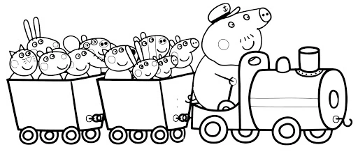 Kolorowanka postacie z bajki świnka Peppa na wycieczce